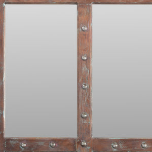 HomeRoots 60" Rustic Windowpane Accent Mirror - Handcrafted Solid Wood Frame with Distressed Vintage Charm 554709
