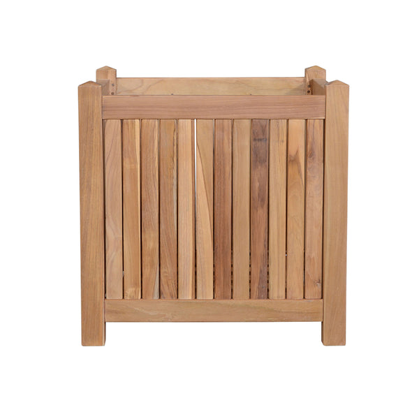 Homeroots 18" Natural Solid Wood Square Planter Box - Stylish Indoor/Outdoor Décor With Durable Teak Design   554714