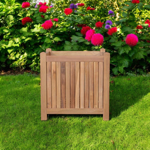 Homeroots 18" Natural Solid Wood Square Planter Box - Stylish Indoor/Outdoor Décor With Durable Teak Design   554714