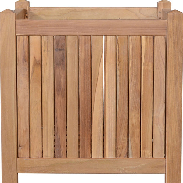 Homeroots 22" Natural Solid Wood Square Planter Box - Luxurious Indoor/Outdoor Décor For Flowers & Herbs   554715