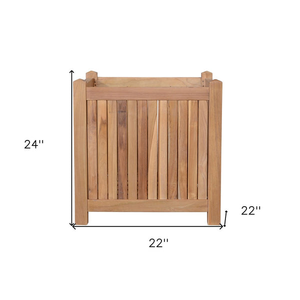 Homeroots 22" Natural Solid Wood Square Planter Box - Luxurious Indoor/Outdoor Décor For Flowers & Herbs   554715