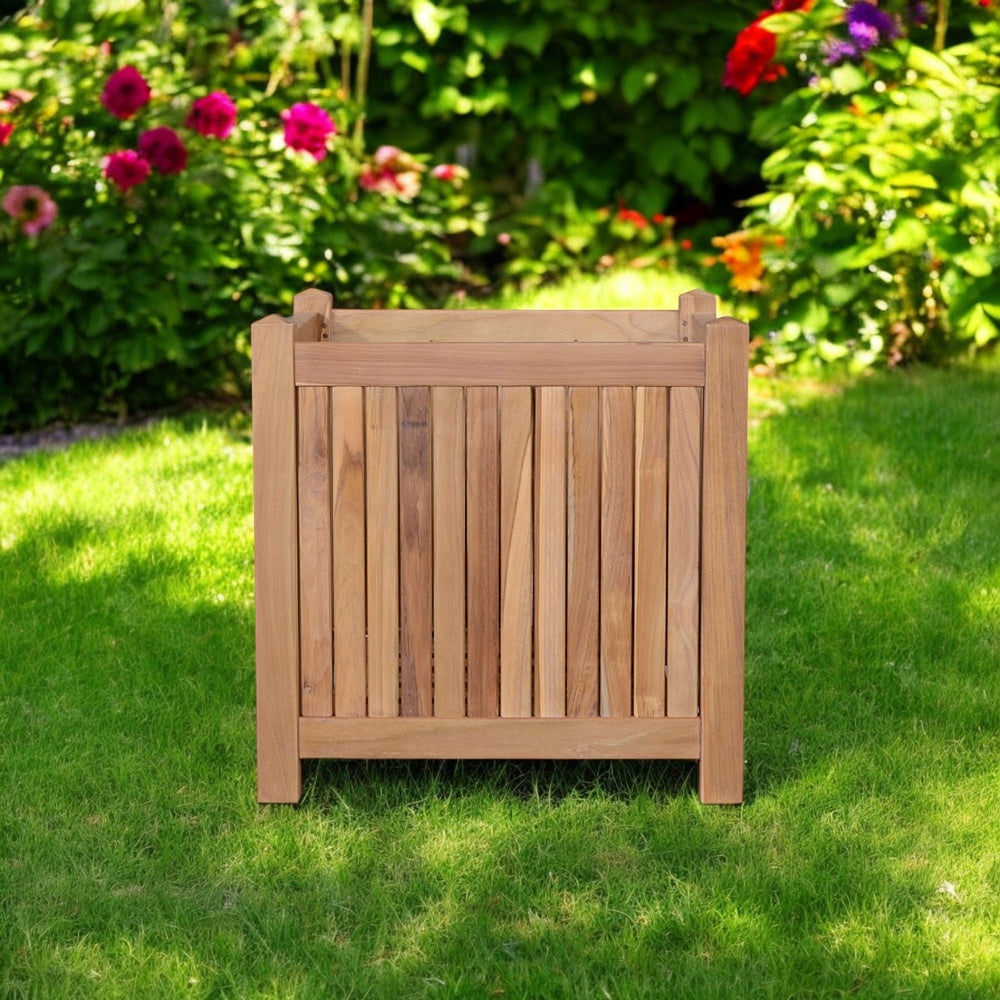 Homeroots 22" Natural Solid Wood Square Planter Box - Luxurious Indoor/Outdoor Décor For Flowers & Herbs   554715