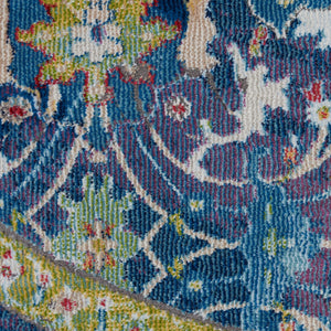 Homeroots 4' Navy Blue And Gold Medallion Distressed Non Skid Round Rug  Polypropylene 554717