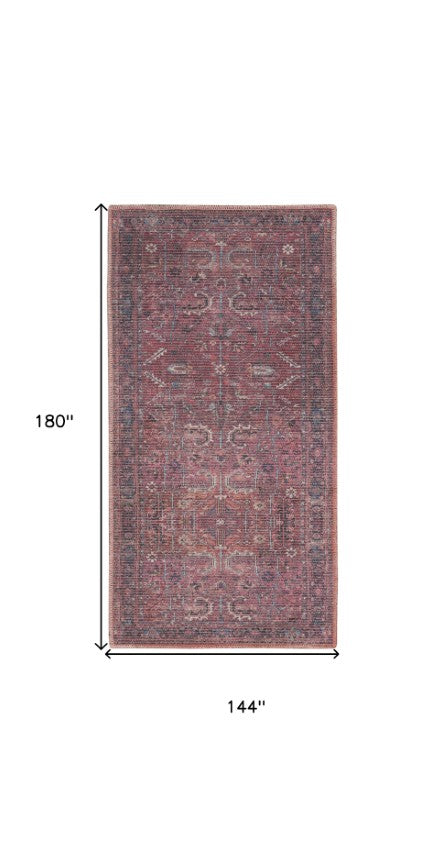 Homeroots 3' X 5' Blue And Red Floral Power Loom Area Rug - Distressed Design For Stylish Home Decor Accent 3' X 5' Cotton Blend 554720