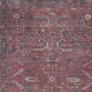 Homeroots 3' X 5' Blue And Red Floral Power Loom Area Rug - Distressed Design For Stylish Home Decor Accent 3' X 5' Cotton Blend 554720