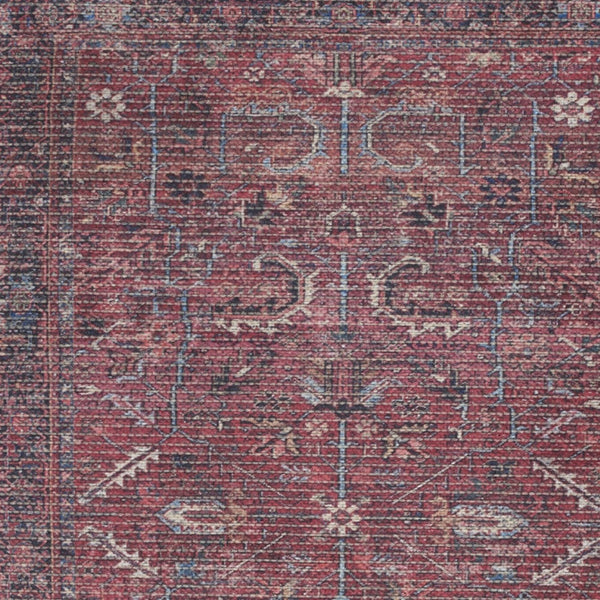 Homeroots 3' X 5' Blue And Red Floral Power Loom Area Rug - Distressed Design For Stylish Home Decor Accent 3' X 5' Cotton Blend 554720