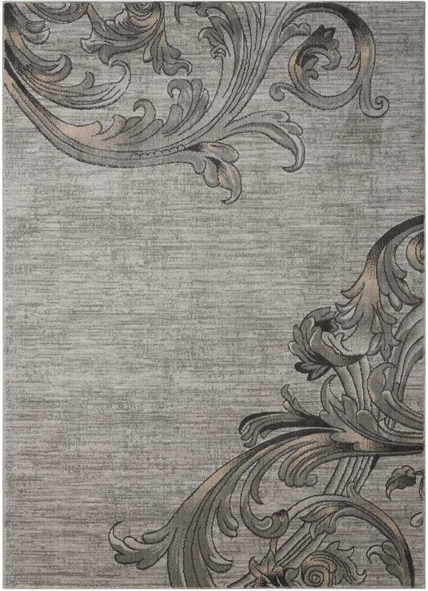 HomeRoots 4' Elegant Graphite and Black Floral Vine Area Rug - Durable, Stain-Resistant Design for Busy Homes 9' X 13' 554723