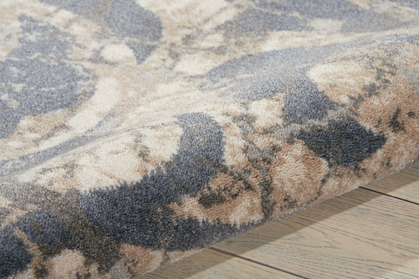 Homeroots 9' X 13' Ivory Blue And Slate Gray Floral Distressed Area Rug  Polyester 554724