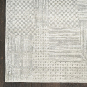 HomeRoots 5' Silver and Gray Abstract Area Rug - Modern Elegance, Non-Skid, Durable, Stain Resistant Design 9' X 12' 554725