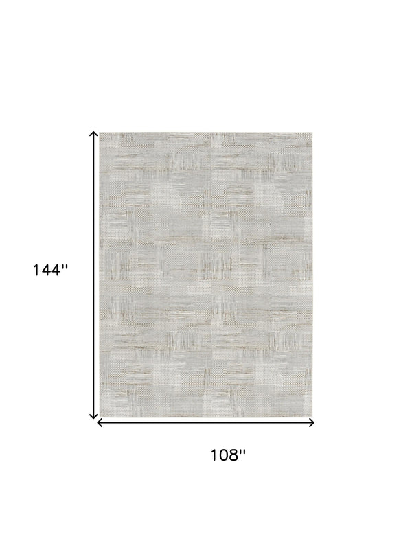 Homeroots 9' X 12' Ivory Silver And Gray Abstract Non Skid Area Rug  Polyester 554725