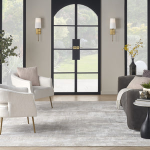 HomeRoots 5' Silver and Gray Abstract Area Rug - Modern Elegance, Non-Skid, Durable, Stain Resistant Design 9' X 12' 554725