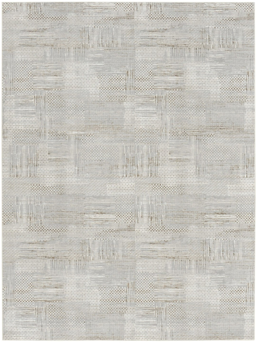 HomeRoots 5' Silver and Gray Abstract Area Rug - Modern Elegance, Non-Skid, Durable, Stain Resistant Design 9' X 12' 554725