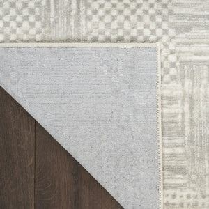 HomeRoots 5' Silver and Gray Abstract Area Rug - Modern Elegance, Non-Skid, Durable, Stain Resistant Design 9' X 12' 554725