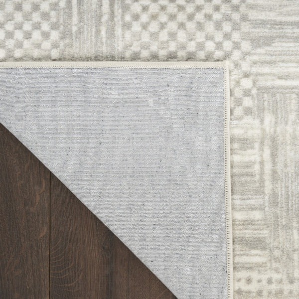 HomeRoots 5' Silver and Gray Abstract Area Rug - Modern Elegance, Non-Skid, Durable, Stain Resistant Design 9' X 12' 554725