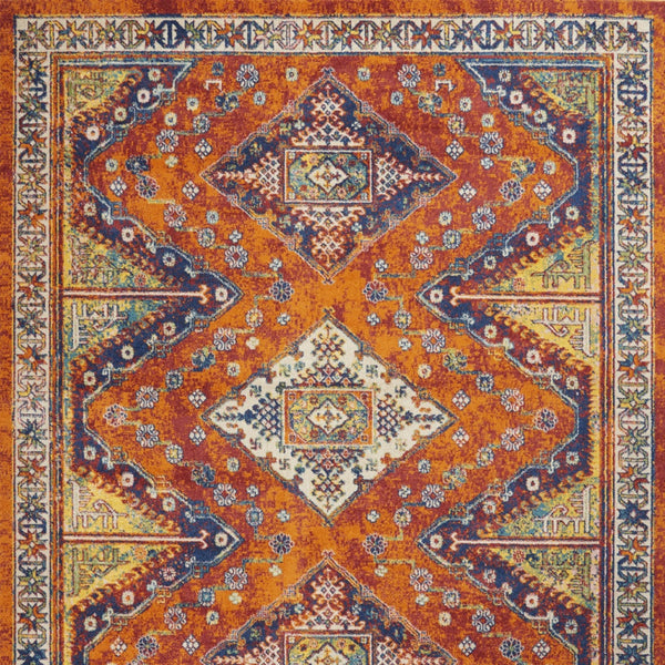 Homeroots 9' X 12' Orange Geometric Power Loom Area Rug  Polypropylene 554729