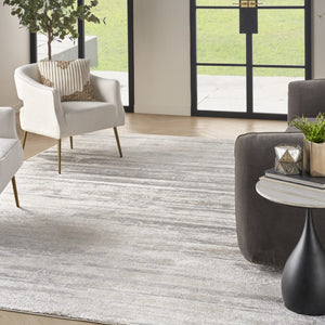 HomeRoots 8' Cream and Gray Abstract Area Rug - Durable, Non-Skid Design Perfect for High-Traffic Homes 9' X 12' 554730