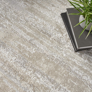 HomeRoots 8' Cream and Gray Abstract Area Rug - Durable, Non-Skid Design Perfect for High-Traffic Homes 9' X 12' 554730