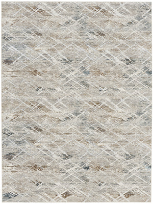 Homeroots 9' X 12' Ivory Brown And Gray Abstract Non Skid Area Rug  Polyester 554731