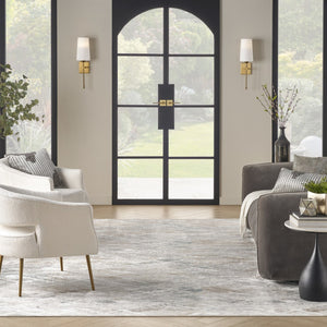 HomeRoots 5' Ivory Blue and Gray Abstract Area Rug - Modern, Stain-Resistant, Durable Design for Any Space 9' X 12' 554731