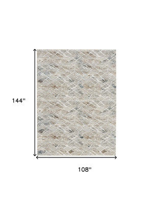 Homeroots 9' X 12' Ivory Brown And Gray Abstract Non Skid Area Rug  Polyester 554731