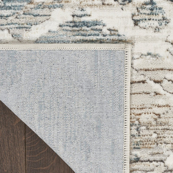 HomeRoots 5' Ivory Blue and Gray Abstract Area Rug - Modern, Stain-Resistant, Durable Design for Any Space 9' X 12' 554731