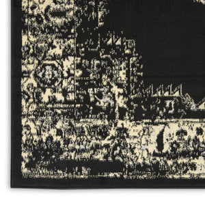 HomeRoots 9' Black and Tan Medallion Area Rug - Elegant Distressed Design, Durable and Stain-Resistant Style 9' X 12' 554733