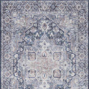 Homeroots 4' X 6' Ivory And Blue Floral Power Loom Distressed Area Rug  Cotton Blend 554738