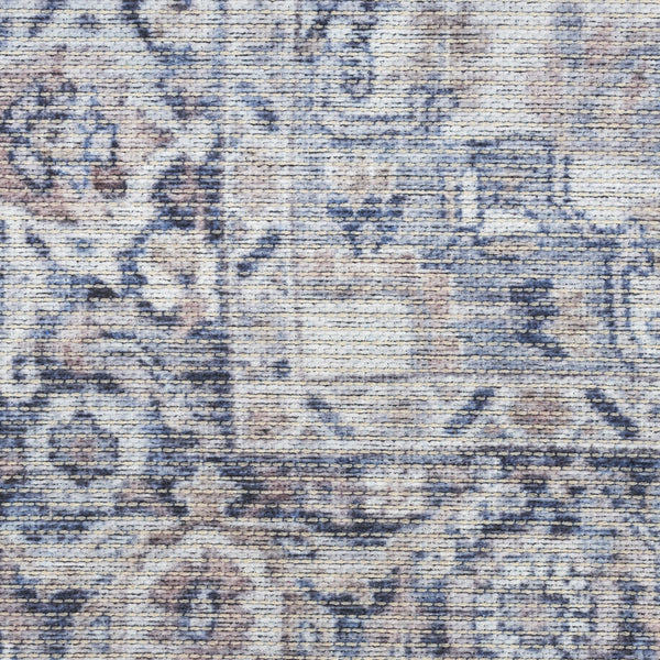 Homeroots 4' X 6' Ivory And Blue Floral Power Loom Distressed Area Rug  Cotton Blend 554738