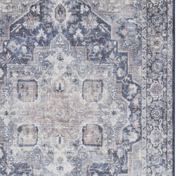 Homeroots 4' X 6' Ivory And Blue Floral Power Loom Distressed Area Rug  Cotton Blend 554738