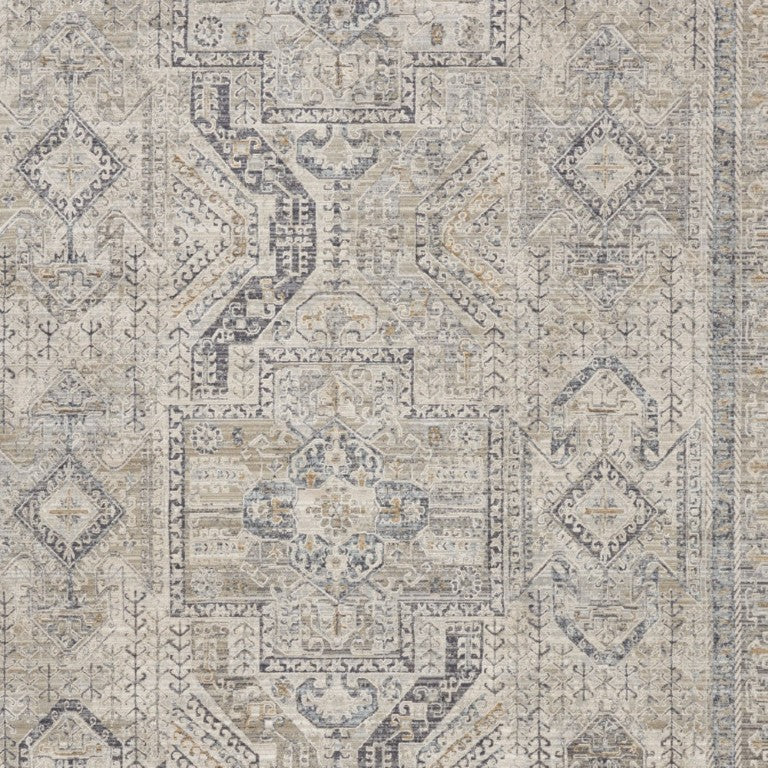 9x11 Vintage Floral Distressed Area Rug Low Pile Polyester for Living Rooms