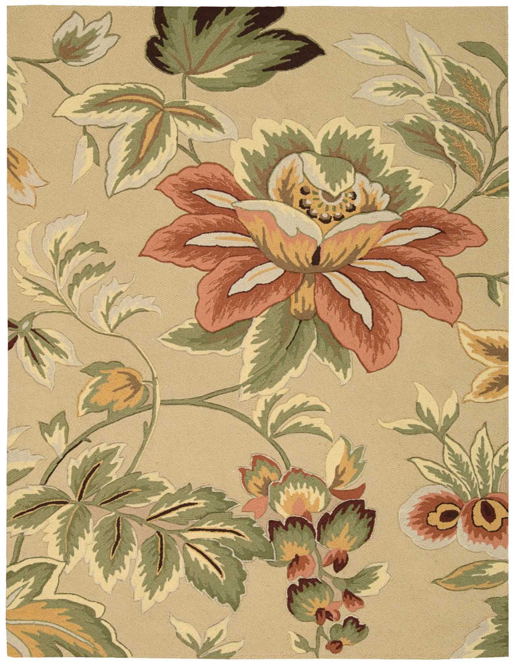 Homeroots 8' X 11' Beige And Red Floral Area Rug  Polyester 554760