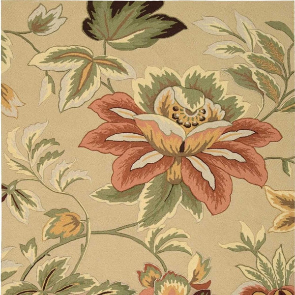 HomeRoots 8' Beautiful Beige and Red Floral Area Rug - Durable, Stain-Resistant Carpet for Stylish Living Spaces 8' X 11' 554760
