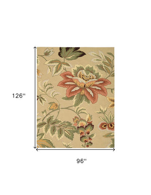 Homeroots 8' X 11' Beige And Red Floral Area Rug  Polyester 554760