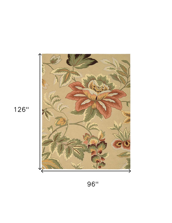 Homeroots 8' X 11' Beige And Red Floral Area Rug  Polyester 554760
