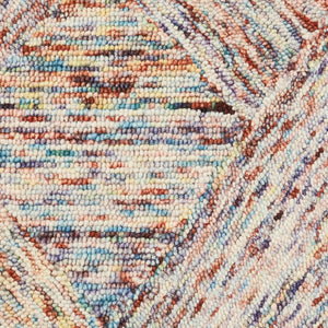 HomeRoots 8' Wool Geometric Area Rug in Bold Ivory, Red, and Blue - Modern Style for Living Spaces and More 8' X 11' 554762