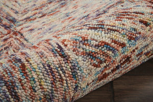 HomeRoots 8' Wool Geometric Area Rug in Bold Ivory, Red, and Blue - Modern Style for Living Spaces and More 8' X 11' 554762
