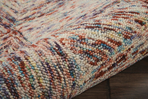 HomeRoots 8' Wool Geometric Area Rug in Bold Ivory, Red, and Blue - Modern Style for Living Spaces and More 8' X 11' 554762