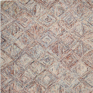 Homeroots 8' X 11' Ivory Red And Blue Wool Geometric Area Rug  Wool 554762