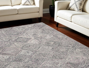 Homeroots 8' X 11' Ivory Black And Gray Wool Geometric Area Rug  Wool 554763