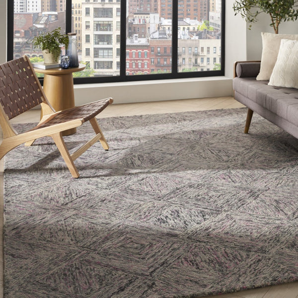HomeRoots 8' Wool Geometric Area Rug in Ivory, Black & Gray – Modern Design for Stylish Home Décor & Comfort 8' X 11' 554763
