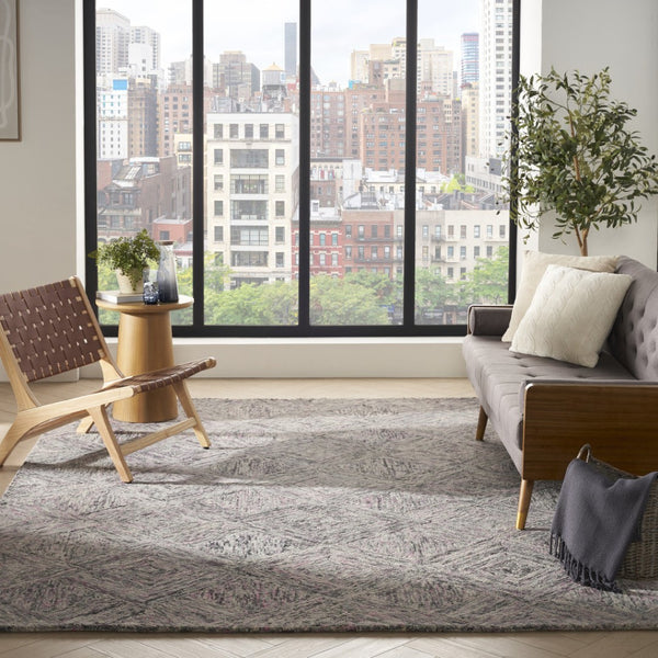 HomeRoots 8' Wool Geometric Area Rug in Ivory, Black & Gray – Modern Design for Stylish Home Décor & Comfort 8' X 11' 554763