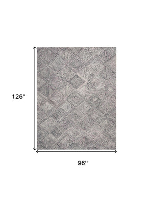 Homeroots 8' X 11' Ivory Black And Gray Wool Geometric Area Rug  Wool 554763