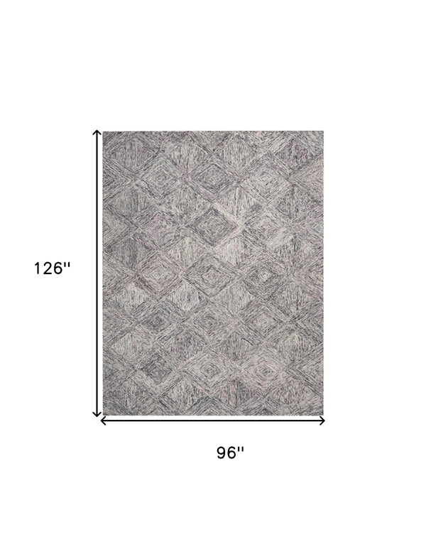 Homeroots 8' X 11' Ivory Black And Gray Wool Geometric Area Rug  Wool 554763