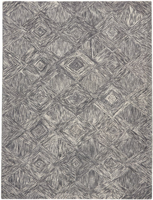 Homeroots 8' X 11' Charcoal And Ivory Wool Geometric Area Rug  Wool 554764