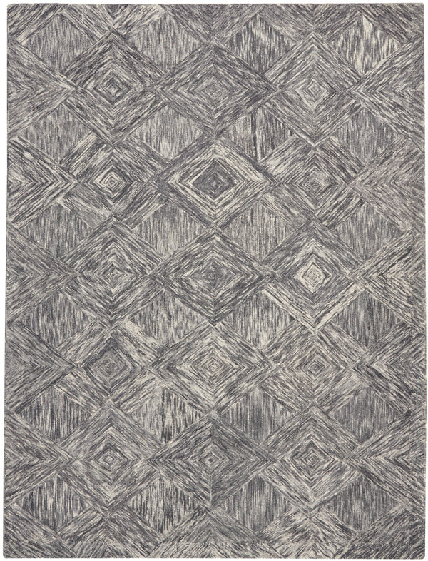 Homeroots 8' X 11' Charcoal And Ivory Wool Geometric Area Rug  Wool 554764