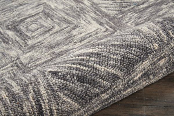 HomeRoots 8' Charcoal and Ivory Wool Geometric Area Rug - Modern Design for Living Rooms and Bedrooms 8' X 11' 554764