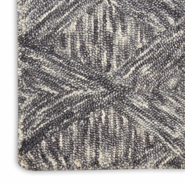 HomeRoots 8' Charcoal and Ivory Wool Geometric Area Rug - Modern Design for Living Rooms and Bedrooms 8' X 11' 554764
