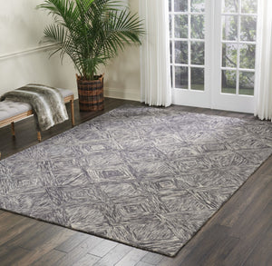 HomeRoots 8' Charcoal and Ivory Wool Geometric Area Rug - Modern Design for Living Rooms and Bedrooms 8' X 11' 554764