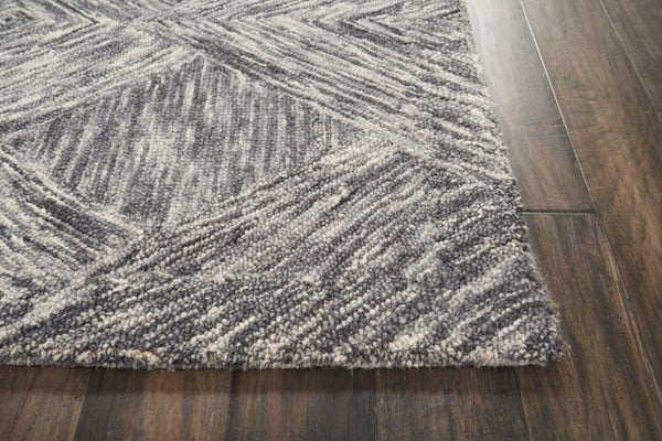 HomeRoots 8' Charcoal and Ivory Wool Geometric Area Rug - Modern Design for Living Rooms and Bedrooms 8' X 11' 554764