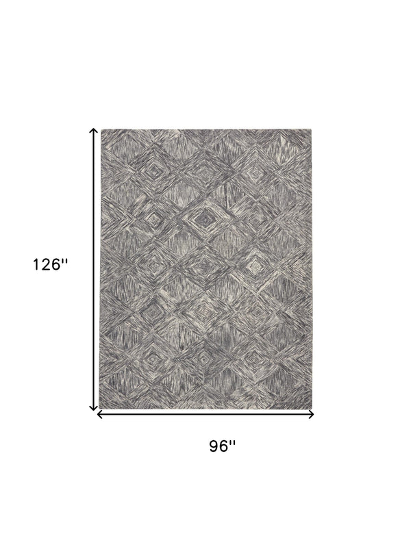 Homeroots 8' X 11' Charcoal And Ivory Wool Geometric Area Rug  Wool 554764